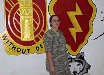 U.S. Army Specialist Amanda Tyson and Service K9 Barrett